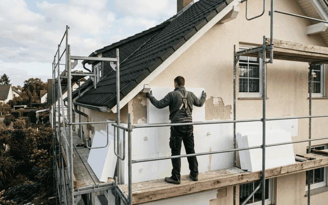 Altbau mit neuer Fassadendämmung, bezahlt mit Hilfe der BAFA Förderung
