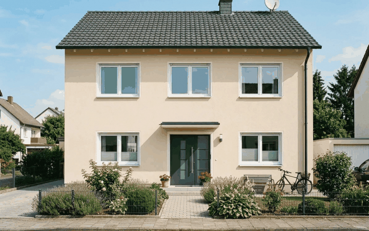 Sanierter Altbau mit neuen Fenstern, finanziert mit einer KfW Förderung